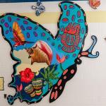 One of the large butterfly silhouettes from the mural.