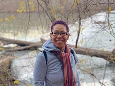 Dr. April Copes hiking at Great Falls.