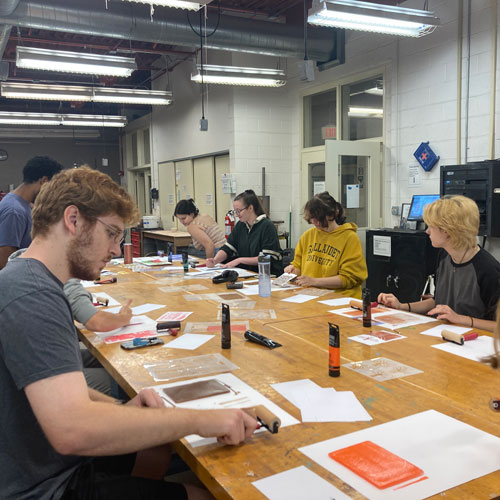 Students working on art project.