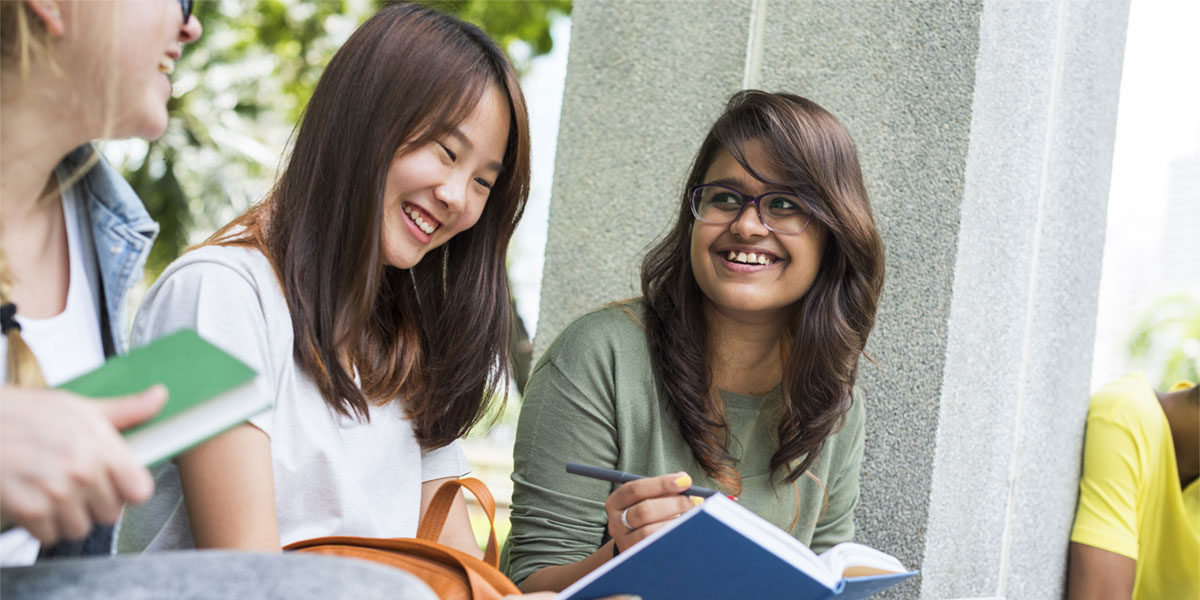 female students talking