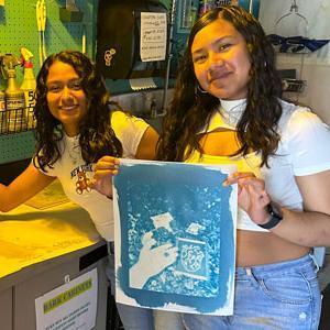 Students presenting art project