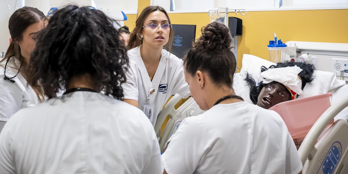 Nursing student in a simulation lab.