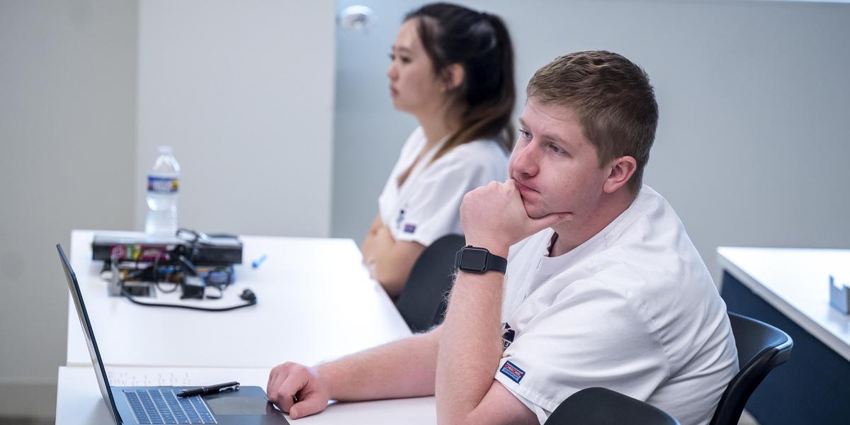 Nursing student in a lecture class.