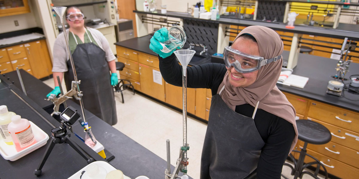 Chemistry student working on an experiment