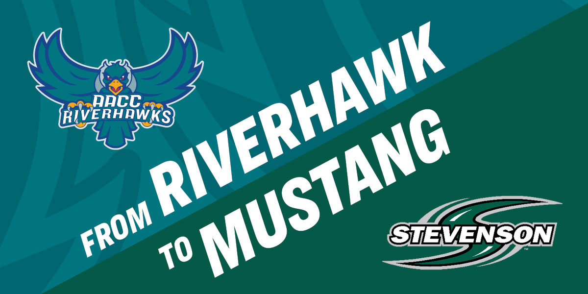 AACC Riverhawk and Stevenson Mustang logos